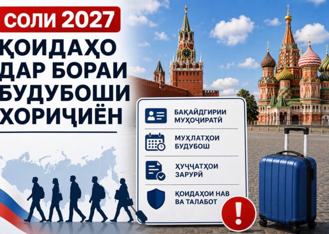 СОЛИ 2027 ҚОИДАҲО ДАР БОРАИ БУДУБОШИ ХОРИҶИЁН ДАР РОССИЯ ТАҒЙИР МЕЁБАД