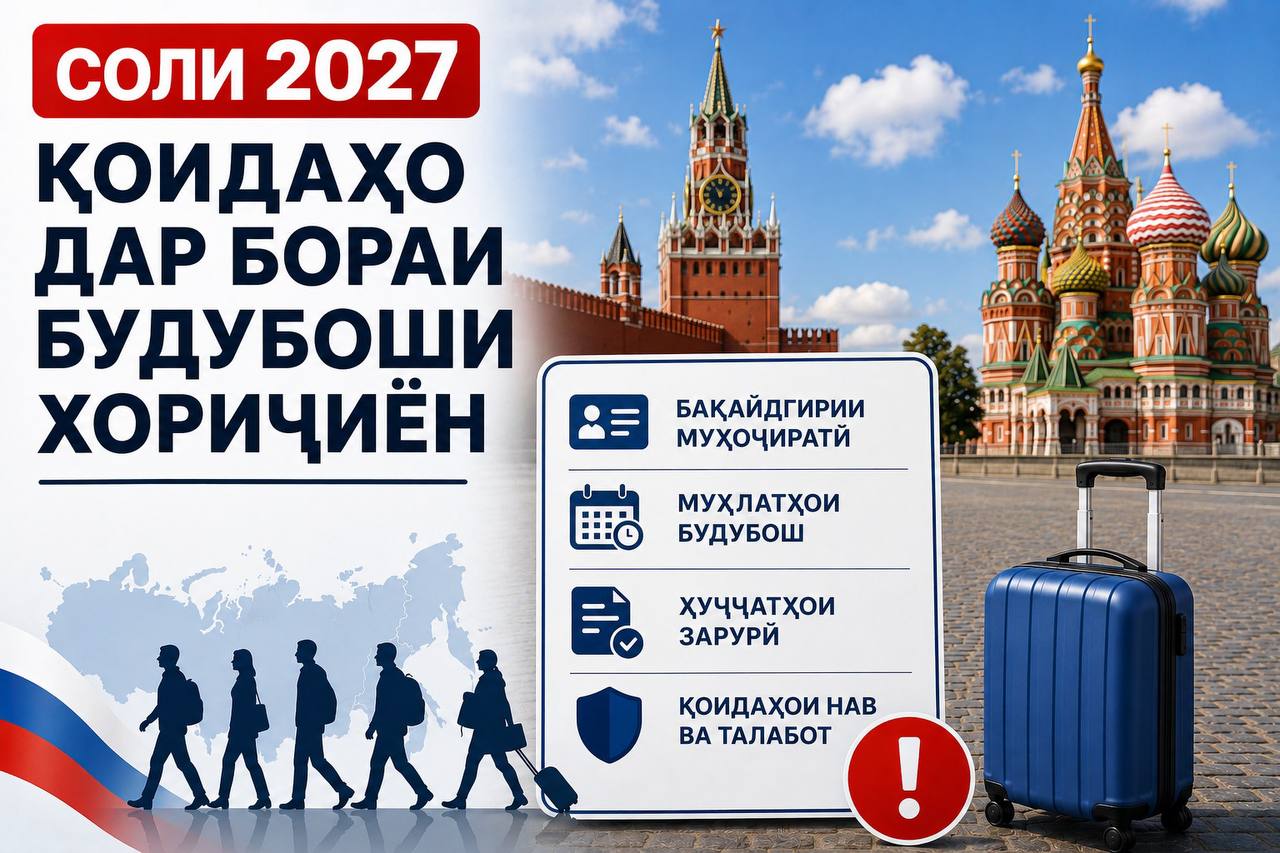 СОЛИ 2027 ҚОИДАҲО ДАР БОРАИ БУДУБОШИ ХОРИҶИЁН ДАР РОССИЯ ТАҒЙИР МЕЁБАД